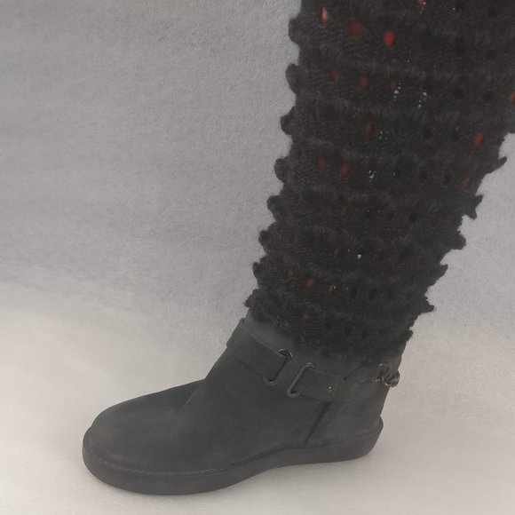 TWIN-SET Simona Barbieri Leather/Wool Sweater knit Hidden wedge Boho boot 37/6us - Picture 6 of 6